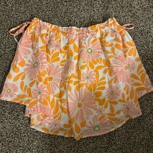 aerie Pink & Orange Floral Off-Shoulder Top